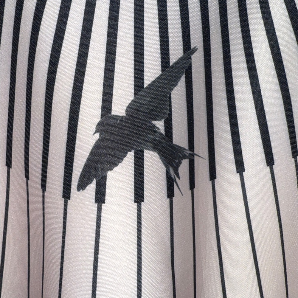 le palais vintage Birds Print Stripes A-Line Midi Skirt - Picture 5 of 5